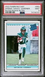 2022 Panini Instant Donruss Rated Rookie Retro Ahmad Sauce Gardner RC PSA 9 Jets - Picture 1 of 2