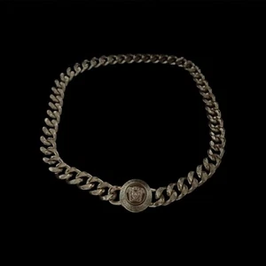 Versace Thick chain link Signature necklace Greek Key Print Medusa Gold New - Picture 1 of 3