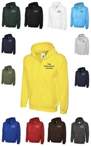 Custom Embroidered Uneek Zip up Hoodie Text UC504 Personalised Logo or Text - Picture 1 of 15