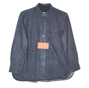 Camicia Denim Toast OAS Workwear 12 Blu Indaco Tasche Maniche 3/4 Cotone Preloved - Foto 1 di 12