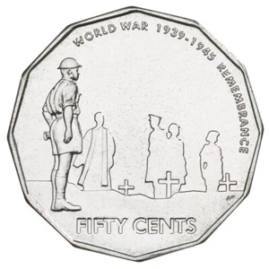 2005 AUSTRALIAN 50 CENT COIN | 1939-1945 WWII REMEMBRANCE 60th ANNIVERSARY - Picture 1 of 2