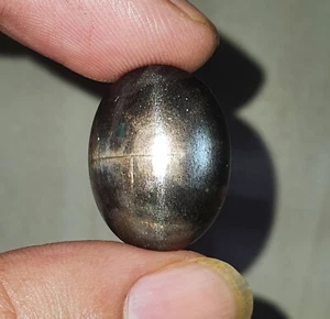 31.78 Ct Natural Oval Cabochon 6 Rays Black Star Sunstone AAA Quality Loose Gems - Picture 1 of 8
