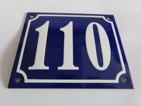 French Handmade  4.75 x4" Enamel Porcelain Plaques House Number Address Sign 110 Cover