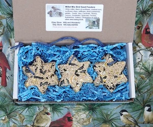 Star of David, Hanukkah Bird Seed Feeder Wreaths ornaments - Set of 3 Boxed - Imagen 1 de 6