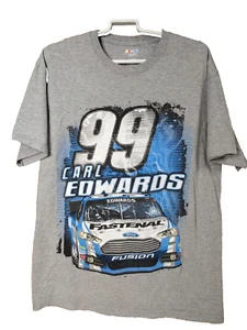 Carl Edwards #99 Fastenal Double Sided Graphic NASCAR T-Shirt Size L Gray - Picture 1 of 9