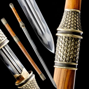 Clay Tempered Handmade Sword Battle Ready T10 Steel Chinese Tang Jian Sharp Edge - Picture 1 of 11