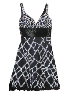 Vintage Scala Bead Sequin Dress Size 0 Women Black Silk Chiffon Sleeveless - Picture 1 of 8