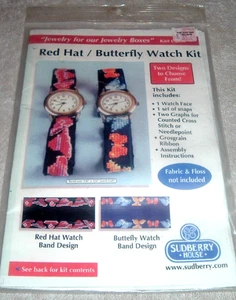 Kit de reloj vintage Sudberry House sombrero rojo/mariposa punto de aguja o punto de cruz - Imagen 1 de 2
