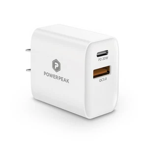 PowerPeak PD Wall Dual Port Charger 20W - White - Photo 1 sur 6