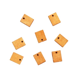 20 Pcs Khaki Wooden Rectangular Earrings Pendant Necklace Natrual Long Pendant - Picture 1 of 12