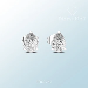 0.55TCW IGI Certified Diamond Solitaire Stud Earrings Pear Lab Grown 14k Gold - Picture 1 of 12