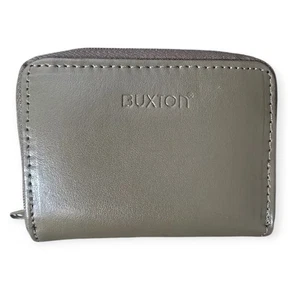 NEW Buxton Brown Leather Unisex Wallet Double Zipper Credit Card Coin Accordion - Picture 1 of 5