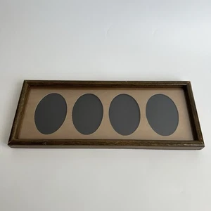 Vintage Solid Wood Multi Photo Picture Frame Matted 4 Oval 3x4.5” Openings - Picture 1 of 13