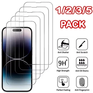Tempered Glass Screen Protector For iPhone 16E 16 15 14 13 12 11 Pro Max X XR XS - Picture 1 of 17