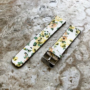 Yellow Floral (FL-1) Lederband für Samsung Galaxy Watch Active 2 40mm 42 44mm - Bild 1 von 7