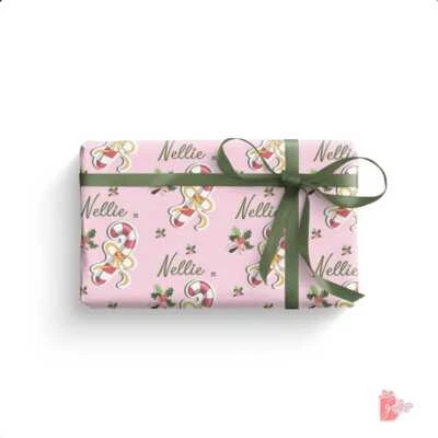 名称 个性化包装纸卷 粉色 糖果甘蔗 节日 粉色圣诞礼物包装 — 第 1/4 张图片