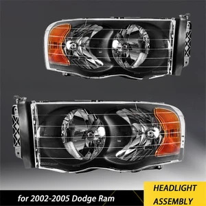 Faros transparentes negros/ámbar para 02-05 Dodge Ram 1500 2500 3500 PICKUP - Imagen 1 de 11