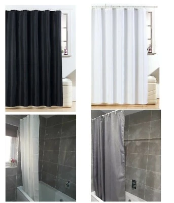 Diamante Polyester Shower Curtain Bathroom 12 Rings Hooks White Black Grey Cream - Image 1 of 4