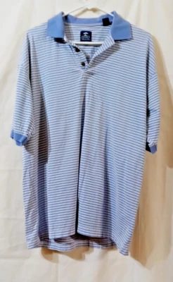 Pebble Beach henley periwinkle/purple M stripe cotton - Image 1 of 4