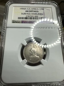 1904 A GERMANY EAST AFRICA 1/4 RUPEE NGC AU DETAILS - Picture 1 of 2