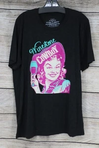 Crazy Train Graphic Crew Neck Winestone Cowboy Western T-Shirt Medium Black Pink - Picture 1 of 4