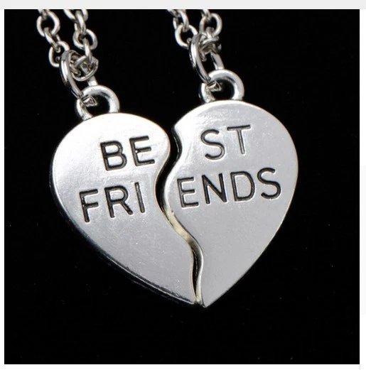 bj- COLLANA BEST FRIENDS 2 PEZZI CUORE SPEZZATO AMICA AMORE AMICIZIA IDEA REGALO - Immagine 1 di 1
