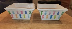 Cynthia Rowley Tropical Pineapple Melamine 5-7/8" Square Bowls Set of 2 T-G - Picture 1 of 6