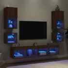 Wohnwand mit LED Wohnzimmer Set TV Schrank Möbel 8-tlg. Holzwerkstoff vidaXL