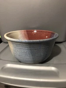 Dixieland Seagrove Pottery NC Signed Randy Sherry James Blue Red 8.5 Inch Bowl - Picture 1 of 10