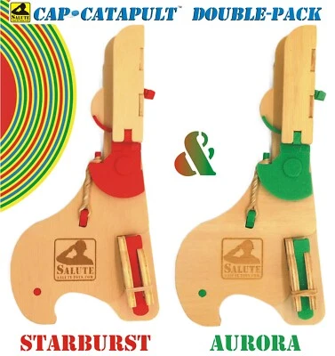 Cap-Catapult Double Pack - 2 DIY Kits - Natural Wood with Starburst & Aurora PLA - Image 1 of 4