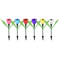 6x Solar Powered Tulip Flower LED Lights Yard Garden Path Way Color Lamp Outdoor