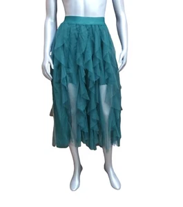 Juniors Sincerely Jules Tulle Maxi Skirt Ruffle Tiered Lined Green Size XL NWT - Picture 1 of 4