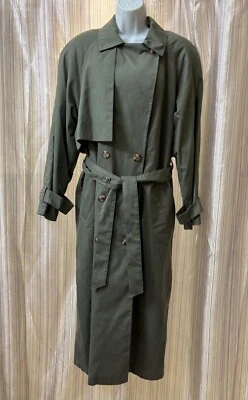 Новый с Ярлыками винтажный Jacqueline Ferrar зеленый съемный подкладка длинный Тренч размер 14 - Изображение 1 из 4