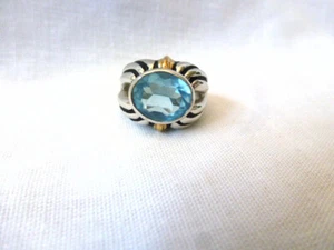 Designer Stil silberfarben und hellblauer Stein STATEMENT RING Größe 6 - Bild 1 von 7