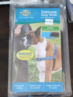 PetSafe Deluxe EasyWalk Harness Large Ocean reflective nylon padded straps - Image 1 of 4
