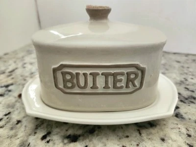 Vi.tage THL French Farmhouse Butter Dish With Tray And Lid, Ceramic White/cream  - Image 1 of 4