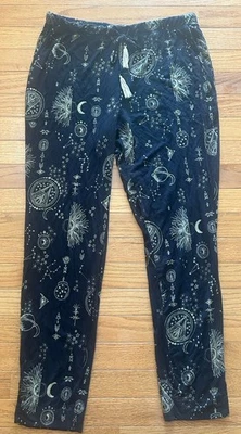 Pantalones de Pijama Soma para Mujer Talla S Negro Dorado Luna Estrellas Celestial Zodiaco Bruja Foto 1 de 4