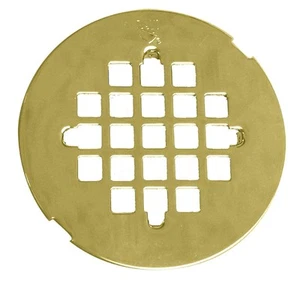 4-1/4" OD Casper Brass Snap-In Shower Strainer Grid, Polished Brass, D319-01 - Picture 1 of 2