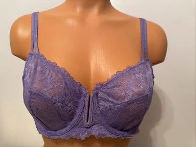 Nuevo con etiquetas Sujetador Auden Transparente Sin Forro Encaje Balconette Con Aros Púrpura Talla 34B Foto 1 de 4