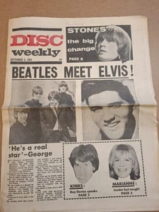Vintage DISC WEEKLY Magazine 4 SEPTEMBER 1965 Stones Beatles Elvis Kink Baez NME - Imagen 1 de 8