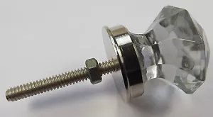 crystal cut glass cupboard and door pulls small pointy(knobs) with Chrome base - Picture 1 of 5