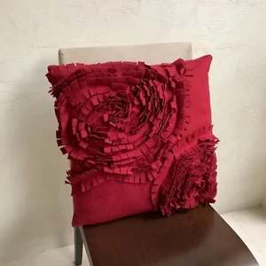John Rocha claret textured felt cushion rosettes 43cm square - Picture 1 of 6