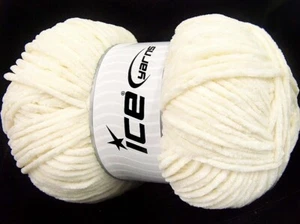 Cream Chenille Baby Light 64487 Ice Yarns Worsted Chenille 100gr 191yd - Picture 1 of 4