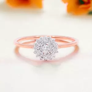 0.20 Carat FG/VS Round Lab Grown Diamond Cluster Ring Made In 10K Solid Gold - Picture 1 of 14