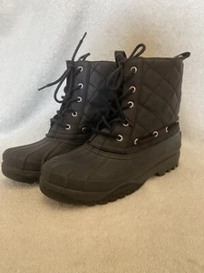 Sperry Top Sider Black Duck Boots Womens Quilted Rubber Boots Size 7 - Picture 1 of 12