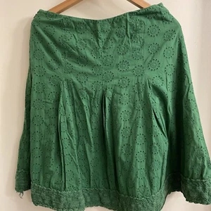 Oscar De La Renta Pleated Laced Green Short Skirt Size 6 - Picture 1 of 5