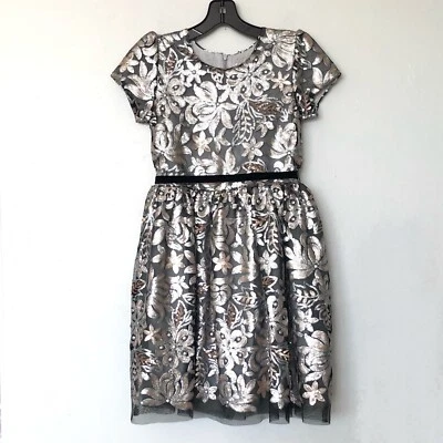 Halabaloo Girl's Sequined Mesh Special Occasion Dress in Black Multi Size 12 - Image 1 of 4