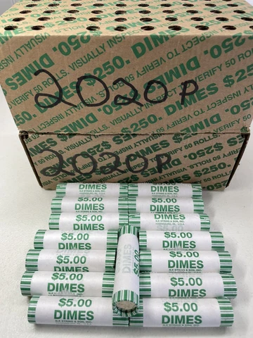 (15) 2020 P ROOSEVELT DIME BANK ROLLS  UNCIRCULATED  N.F. STRING Cover