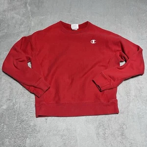 Vintage Champion Reverse Weave Sweatshirt Womens Small Red Long Sleeve Cropped - Picture 1 of 7