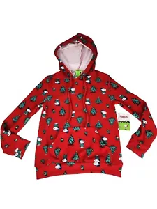 Peanuts Snoopy Hoodie Women's XS Christmas Fleece Red Pullover New Tags - Picture 1 of 6